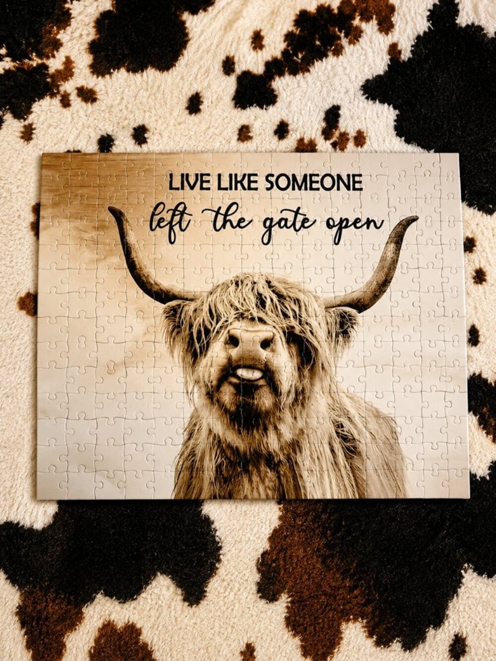 Highland Cow 120 Piece Custom Handmade Jigsaw Puzzle Decor